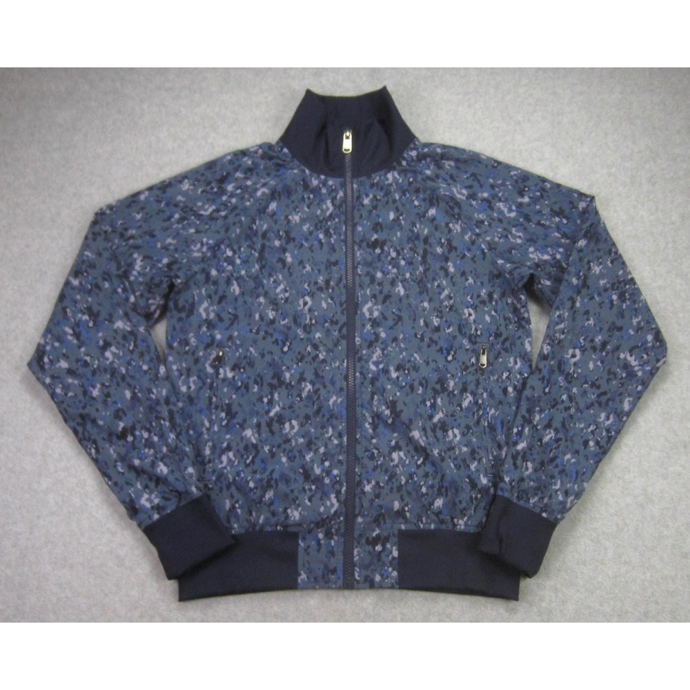 Athleta Jacket Womens XXS Blue Camo Brooklyn Bomber Full Zip Lightweight Coat